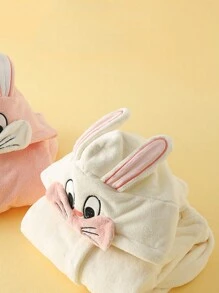 Girls Tween Girl Soft Absorbent Cute Rabbit Hooded Pajamas, Spring/Autumn/Winter - White - View 5