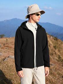SHEIN In My Nature 男士戶外徒步外套登山服裝 - 黑色 - 查看 6