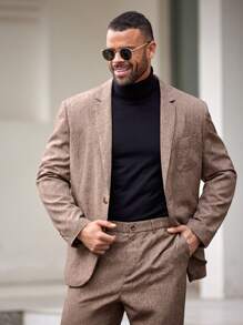 EASEVO Men's Plus Size Woven Casual Suit 2pcs/Set - Khaki - View 4