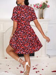 Breezaya Damski Love Wypełniony Nadruk Sukienki - Czerwony - Zobacz 2