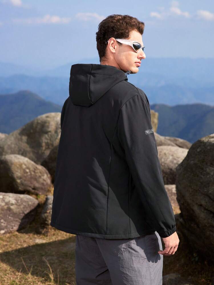 Men'S Outdoor Long Sleeve Jacket With Slogan Print Hiking Clothes