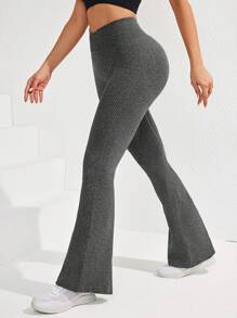 Easithlete Easithlete Pantalones Acampanados Para Entrenamiento Sin Costura - Gris Oscuro - Ver 3