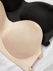 2pcs/Set Teen Girl's Strapless Wrapped Chest Push-Up Invisible Bra, For Off-Shoulder Clothes - Multicolor - View 4