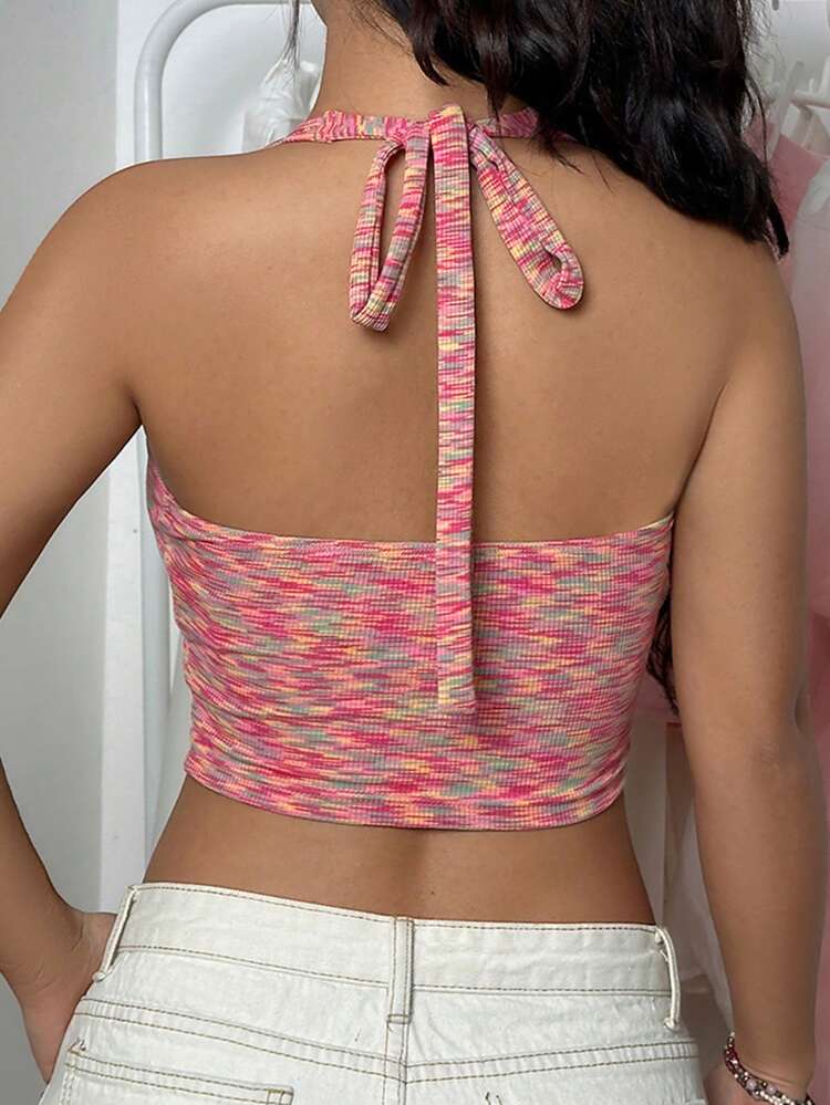 Women's Backless Cropped Halter Top
