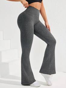 Easithlete Easithlete Pantalones Acampanados Para Entrenamiento Sin Costura - Gris Oscuro - Ver 5