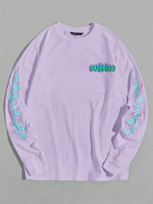 NEON BLANC 针织印花圆领长袖T恤，夏季，街头潮流