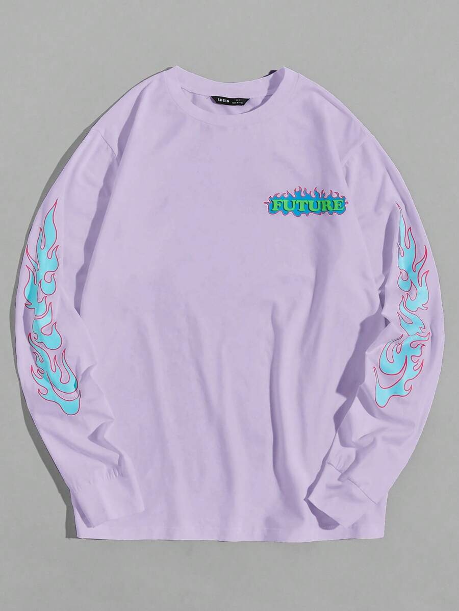 NEON BLANC 针织印花圆领长袖T恤，夏季，街头潮流