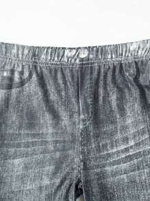 SHEIN Tween Girl Denim Effect Flare Leg Pants - Black - View 7