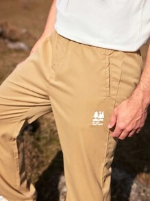 SHEIN In My Nature Men's Outdoor Mountaineering Straight Pants - Khaki - View 3