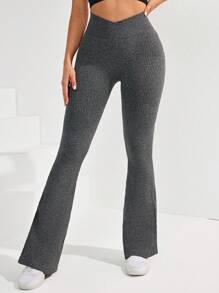 Easithlete Easithlete Pantalones Acampanados Para Entrenamiento Sin Costura - Gris Oscuro - Ver 2