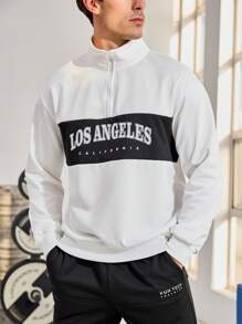 Gym Rark Áo nỉ thể thao nam dài tay in chữ, có khóa kéo, áo nỉ nam Los Angeles. - trắng - Xem 4