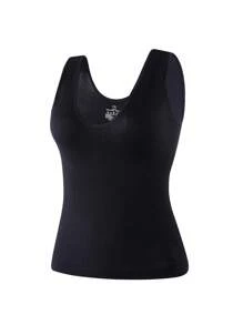 Plus Size Solid Color Body Shaping Tank Top - Black - View 4