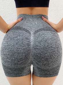 Yoga Basic Scrunch Butt Biker Shorts Legging Shorts Stretchy Shorts - Dark Grey - View 2