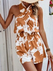 Breezaya Random Printed Halter Neck Romper