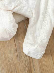 SHEIN 4 件簡約純色女嬰連身衣套裝（白色、粉紅色）包括長袖連身褲和褲子,適合居家穿著 - 彩色 - 查看 5