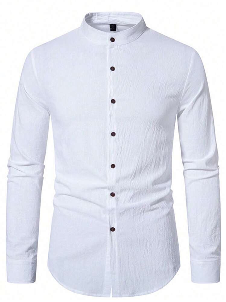 Men'S Stand Collar Long Sleeve Shirt | SHEIN USA
