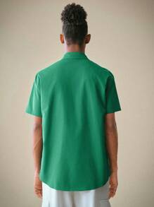 Manfinity VCAY Loose Fit Men's Letter Printed Casual Shirt - Green - View 2