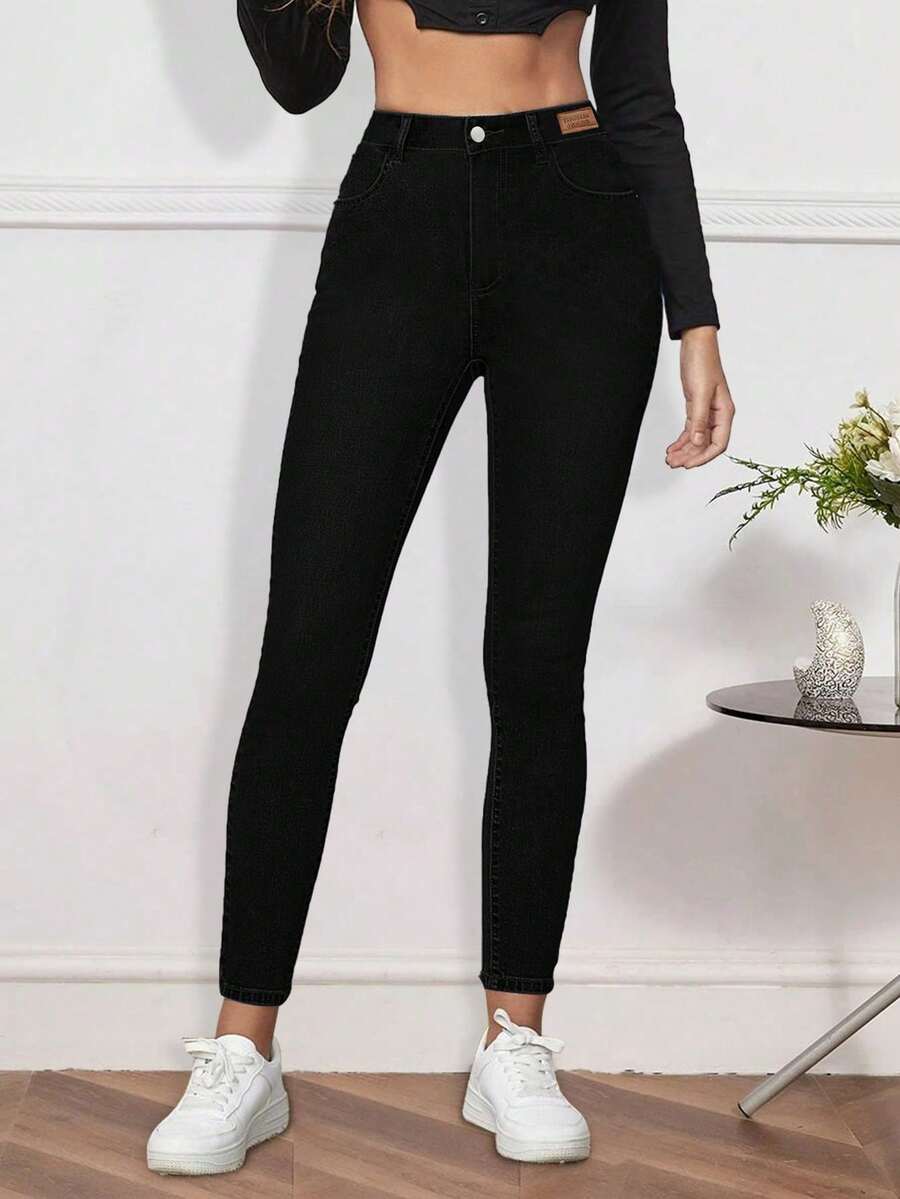 High Waist Skinny Cropped Pants