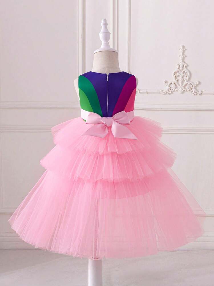 Baby Girl Rainbow Tulle Dress With Underlying, Perfect For Birthday Party, Evening, Wedding, Baptism, 1st Birthday Celebrations