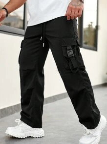 男士轻便实用直筒宽松工装裤，带大口袋，时尚工装，春夏款