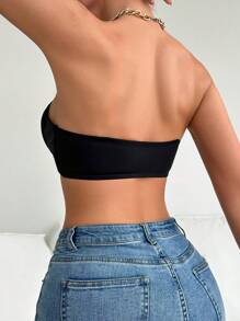 Màu thuần Mặt trước Đóng Quây Bras - màu đen - Xem 2