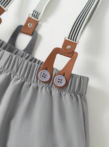 SHEIN 2pcs Tween Boy Gentleman Outfit: Solid Color Vest And Solid Color Pants With Suspenders, & Fashionable For Birthday Party, Evening Party, Wedding, Wedding Guest, Pageboy, Ring Bearer