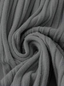 SHEIN Clasi 大尺碼純色肋針毛衣裙 - 灰色 - 查看 5