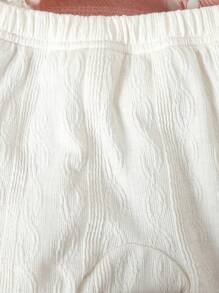 SHEIN 4 件簡約純色女嬰連身衣套裝（白色、粉紅色）包括長袖連身褲和褲子,適合居家穿著 - 彩色 - 查看 7