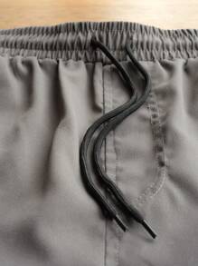 Pantaloni cargo da uomo con coulisse, tinta unita, con tasche oblique - Grigio - Visualizzare 3