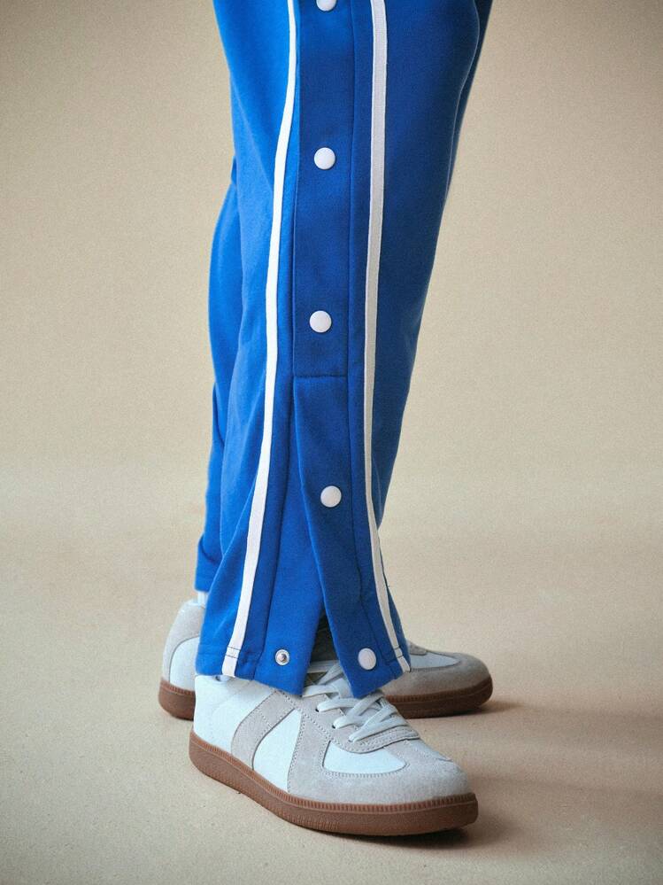 Manfinity VCAY Knitted Casual Pants With Double Side Stripe Decoration,Back To School - Blue - View 3