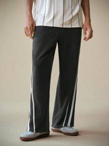 Manfinity VCAY Quần dệt kim sọc trang trí bên hông - màu đen - Xem 4