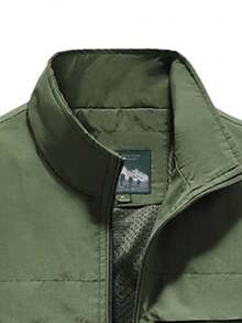 Chaleco De Color Sólido Para Hombres, Verde - Verde militar - Ver 4