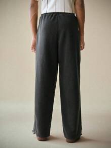 Manfinity VCAY Quần dệt kim sọc trang trí bên hông - màu đen - Xem 2