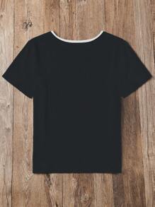 SHEIN Slayr Women's 3d Cat Pattern Short Sleeve T-Shirt - Multicolor - View 2