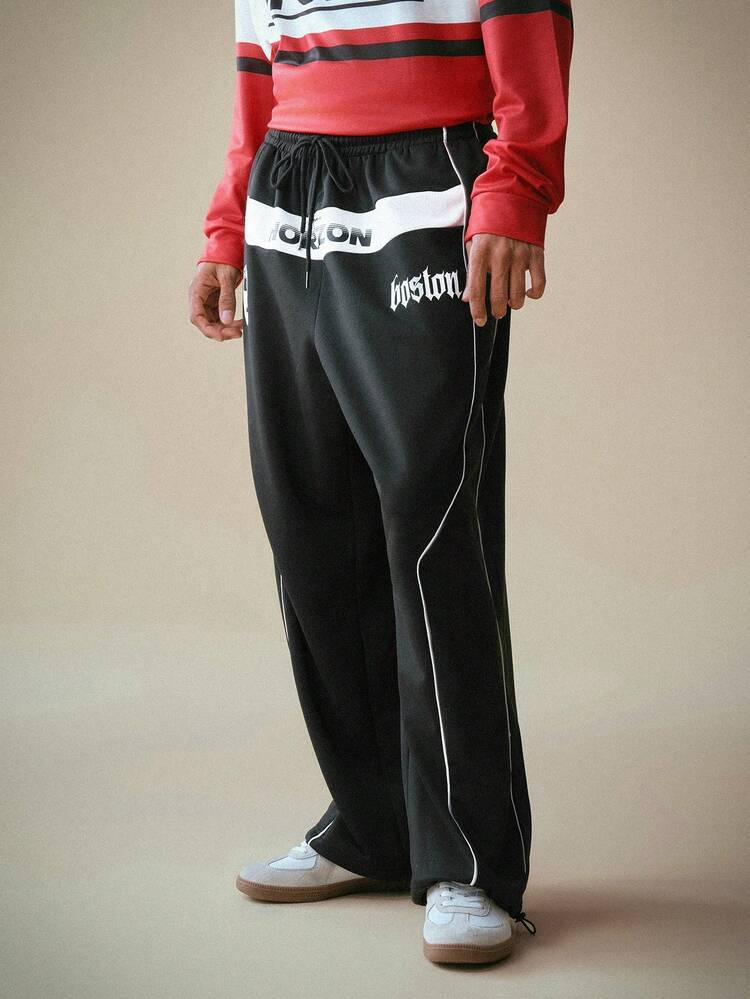 Men's Color Block Striped Knit Casual Pants