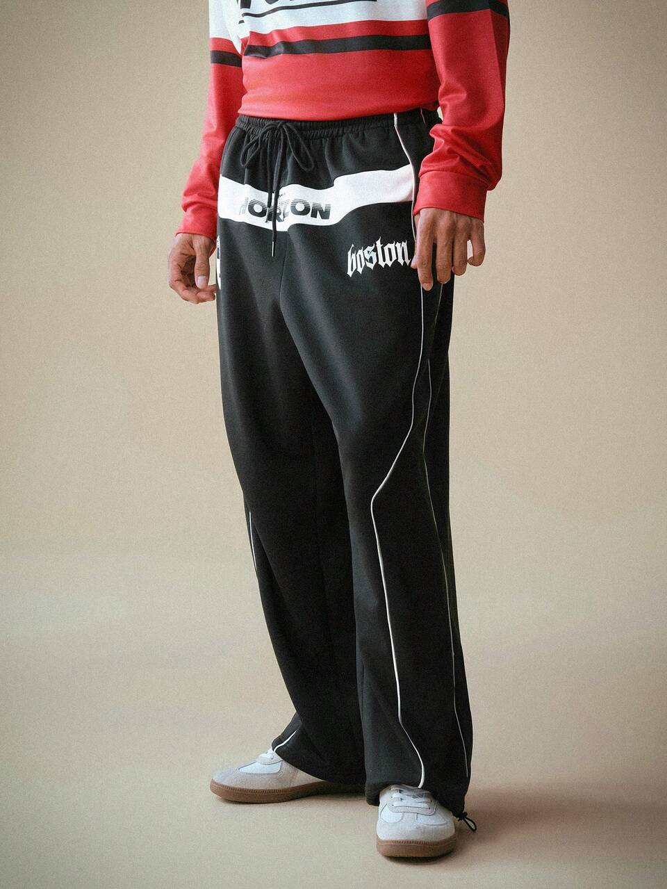 Men's Color Block Striped Knit Casual Pants
