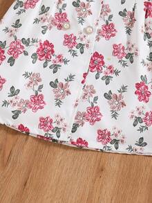 SHEIN Trẻ Cô gái Phong cách Vintage Dệt Kỳ nghỉ bờ biển In Đầm Với mũ , Mùa Xuân Và Mùa hè - Nhiều màu - Xem 4