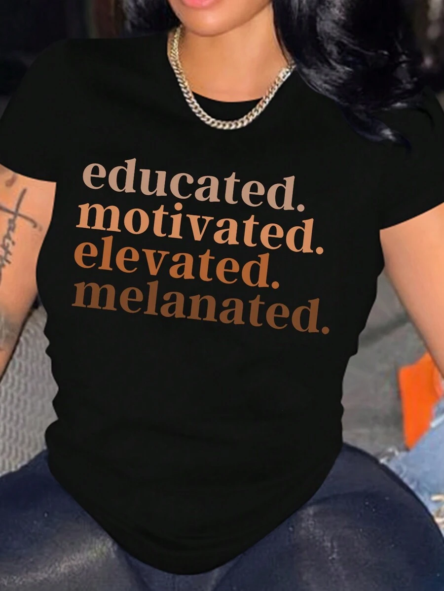 Slogan Graphic Tee - Black - View 1