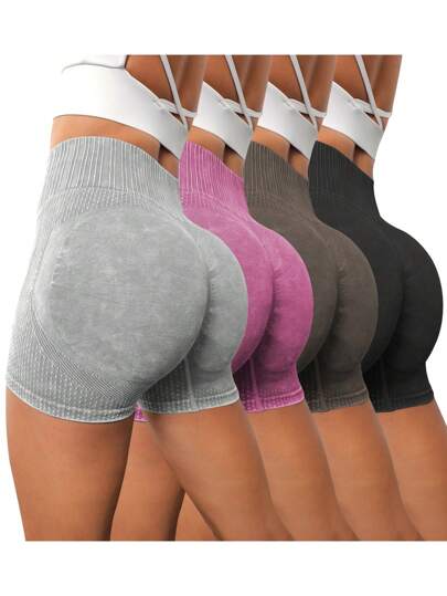 Easithlete 4pcs Wideband Waist Sports Shorts Legging Shorts