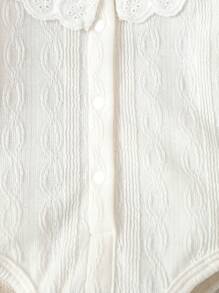 SHEIN 4 件簡約純色女嬰連身衣套裝（白色、粉紅色）包括長袖連身褲和褲子,適合居家穿著 - 彩色 - 查看 6