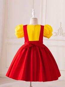 Baby Girls' Formal Dress, Fashionable, Gorgeous, Suitable For Birthday Party, Evening Party, Wedding, One-Month Celebration And Baptism, One-Year-Old Birthday - Red - View 2