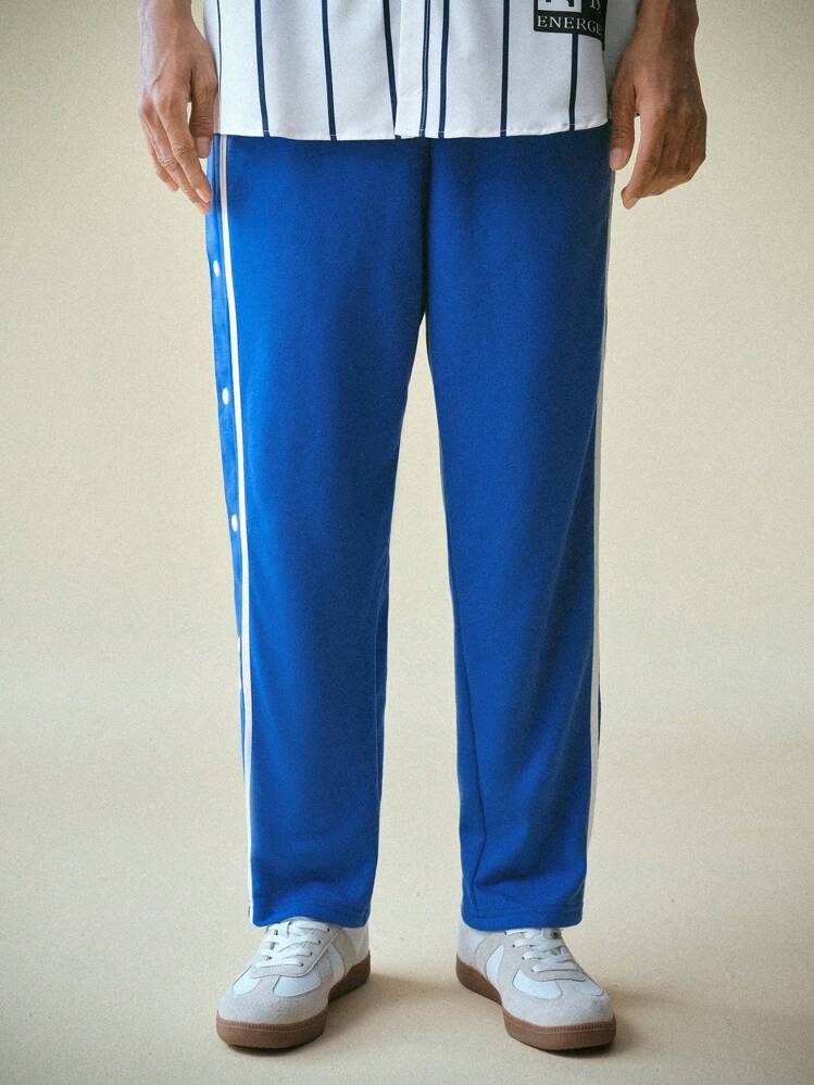 Manfinity VCAY Knitted Casual Pants With Double Side Stripe Decoration,Back To School - Blue - View 4