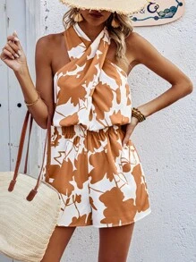 Breezaya Random Printed Halter Neck Romper
