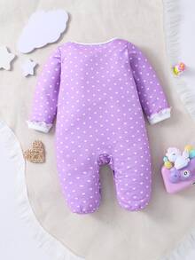 SHEIN Em bé Cô gái Tím Tim & Dễ thương Kỳ lân Thêu Trang phục mặc nhà Đối với Nhà - Màu tím hoa cà - Xem 2