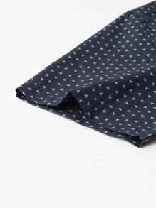 Manfinity Mode Men's Full Print Geometric Pattern Short Sleeve Shirt - Royal Blue - View 4