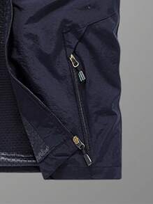 Men's Casual Navy Blue Zip Pocket Vest, Breathable - Navy Blue - View 4