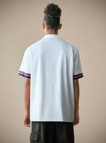 Manfinity RebelGame Loose Fit Men's Color Block Plaid & Letter Print Casual Shirt - White - View 2
