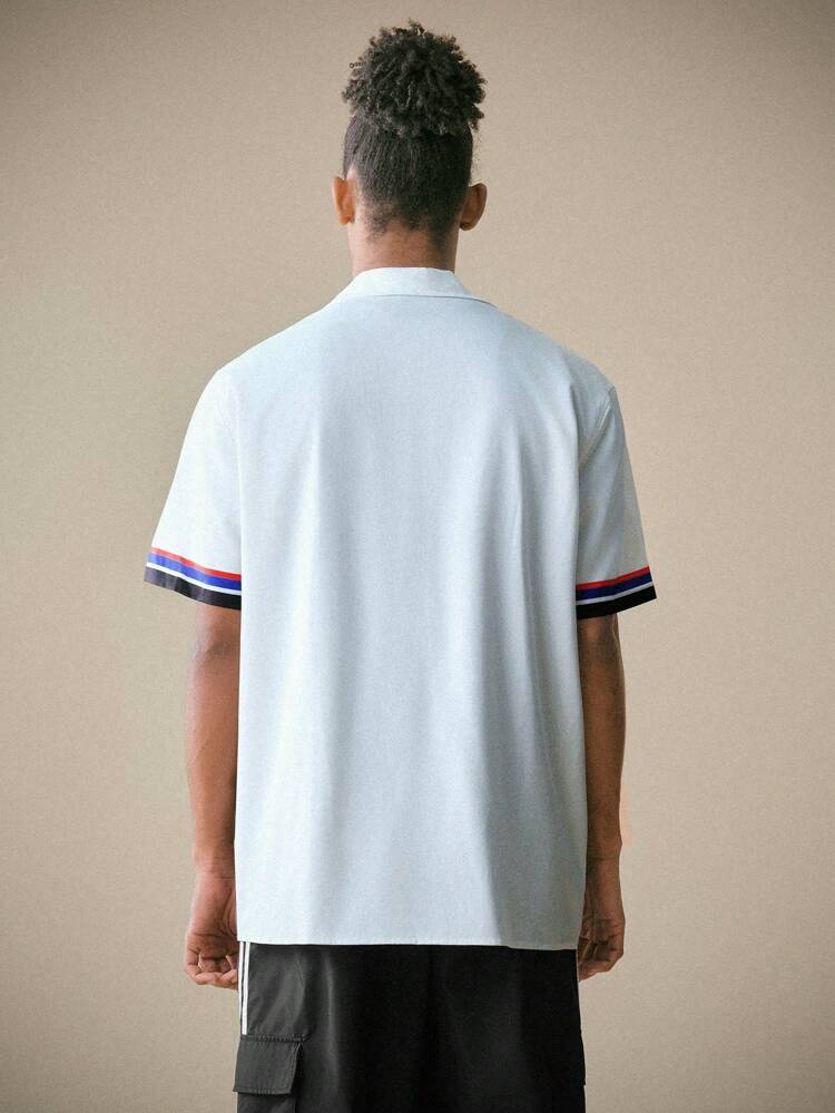 Loose Fit Men's Color Block Plaid & Letter Print Casual Shirt