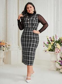 Modelyn Karomuster Kleid Mit Schlanker Passform Für Frauen In Übergröße