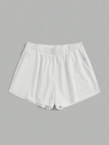 Flirla 3入組大尺碼短褲,彈性腰帶和斜口袋款式